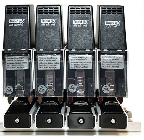 4x Rapid 105E Classic Elektrohefter + Tisch + 3x Lichtleiterkabel für Klammern 26/6 , 66/6