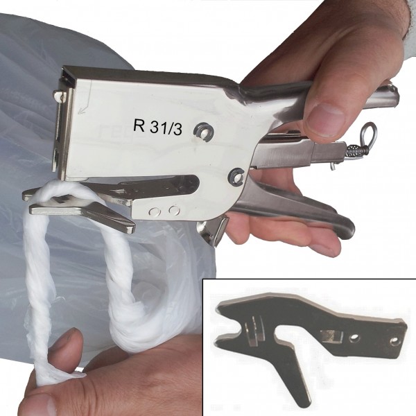 Regur 31/3 Verpackungs-Heftzange mit Schlaufenamboss für Netze und Beutel