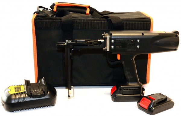 Ringzange 33 Akku für OK33 Drahtringe Gabionen, Drahtgitter inkl. 2x Akku Ladegerät und Tasche